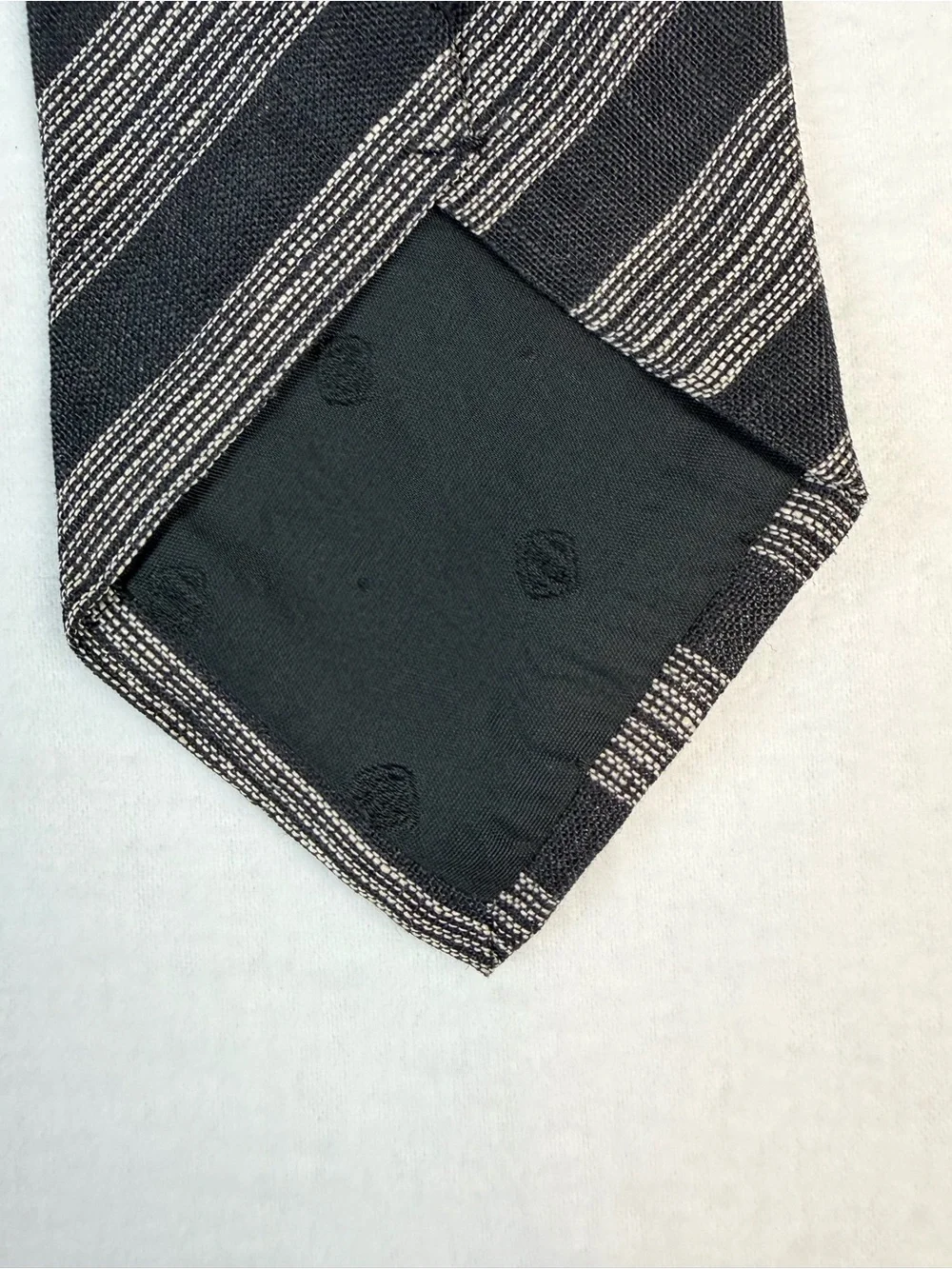 Ermenegildo Zegna 3” Black Tie with Silver-Gray Diagonal Stripes